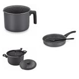 Conjunto Fervedor 1L, Frigideira 20cm e Panela 3em1 Tramontina 427898 Preto