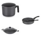 Conjunto Fervedor 1L, Frigideira 20cm e Panela Wok 6,6L Tramontina 427748 Preto