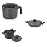 Conjunto Fervedor 1L, Frigideira 22cm e Panela 3em1 Tramontina 427890 Preto