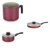 Conjunto Fervedor 1L, Frigideira 24cm e Panela 2L Tramontina 427399 Vermelho