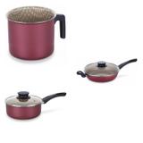Conjunto Fervedor 1L, Frigideira 24cm e Panela 2L Tramontina 427403 Vermelho