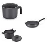 Conjunto Fervedor 1L, Frigideira 24cm e Panela 3em1 Tramontina 427894 Preto