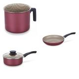 Conjunto Fervedor 1L, Frigideira 26cm e Panela 2L Tramontina 427402 Vermelho