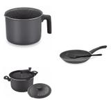 Conjunto Fervedor 1L, Frigideira 26cm e Panela 3em1 Tramontina 427889 Preto
