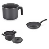 Conjunto Fervedor 1L, Frigideira 26cm e Panela 3em1 Tramontina 427895 Preto