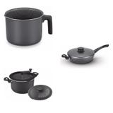 Conjunto Fervedor 1L, Frigideira 26cm e Panela 3em1 Tramontina 427897 Preto