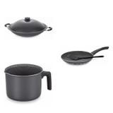 Conjunto Fervedor 2,6L, Frigideira 18cm e Panela Wok 6,6L Tramontina 427760 Preto