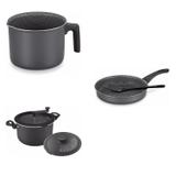 Conjunto Fervedor 2,6L, Frigideira 20cm e Panela 3em1 Tramontina 427923 Preto