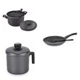 Conjunto Fervedor 2,6L, Frigideira 22cm e Panela 3em1 Tramontina 427812 Preto