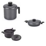 Conjunto Fervedor 2,6L, Frigideira 22cm e Panela 3em1 Tramontina 427815 Preto