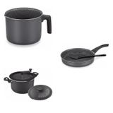 Conjunto Fervedor 2,6L, Frigideira 22cm e Panela 3em1 Tramontina 427924 Preto