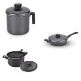 Conjunto Fervedor 2,6L, Frigideira 24cm e Panela 3em1 Tramontina 427821 Preto