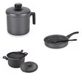 Conjunto Fervedor 2,6L, Frigideira 24cm e Panela 3em1 Tramontina 427825 Preto