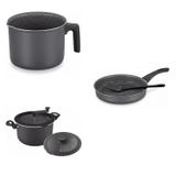 Conjunto Fervedor 2,6L, Frigideira 24cm e Panela 3em1 Tramontina 427925 Preto