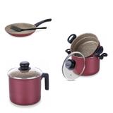 Conjunto Fervedor 2,6L, Frigideira 24cm e Panela Cozi 6L Tramontina 427461 Vermelho