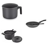 Conjunto Fervedor 2,6L, Frigideira 26cm e Panela 3em1 Tramontina 427914 Preto