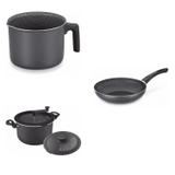 Conjunto Fervedor 2,6L, Frigideira 26cm e Panela 3em1 Tramontina 427920 Preto
