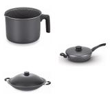 Conjunto Fervedor 2,6L, Frigideira 26cm e Panela Wok 6,6L Tramontina 427772 Preto