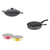 Conjunto Frigideira 20cm, Panela Wok 4,5L e Jogo de Potes Tramontina 428487 Preto/Colorido