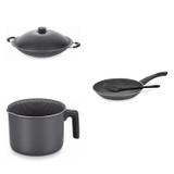 Conjunto Frigideira 22cm, Fervedor 2,6L e Panela Wok 4,5L Tramontina 427603 Preto