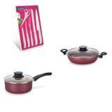 Conjunto Frigideira 22cm, Panela 2L e Jogo de Facas Tramontina 428359 Vermelho/Branco