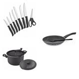 Conjunto Frigideira 22cm, Panela 3em1 e Jogo de Facas MadeiraMadeira 427988 Preto - Tramontina