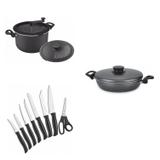 Conjunto Frigideira 22cm, Panela 3em1 e Jogo de Facas MadeiraMadeira 427991 Preto - Tramontina