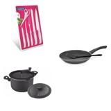 Conjunto Frigideira 22cm, Panela 3em1 e Jogo de Facas Tramontina 428279 Preto/Branco