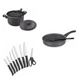 Conjunto Frigideira 24cm, Panela 3em1 e Jogo de Facas MadeiraMadeira 428001 Preto - Tramontina