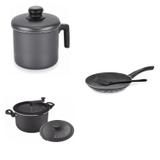 Conjunto Frigideira 26cm, Fervedor 1,8L e Panela 3em1 Tramontina 427780 Preto