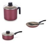 Conjunto Frigideira 26cm, Fervedor 1,8L e Panela 4L Tramontina 427430 Vermelho