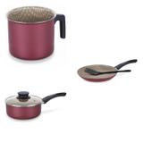 Conjunto Frigideira 26cm, Fervedor 1L e Panela 2L Tramontina 427384 Vermelho