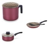 Conjunto Frigideira 26cm, Fervedor 2,6L e Panela 3L Tramontina 427407 Vermelho