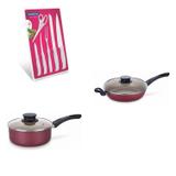 Conjunto Frigideira 26cm, Panela 1,5L e Jogo de Facas Tramontina 428345 Vermelho/Branco