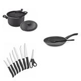 Conjunto Frigideira 26cm, Panela 3em1 e Jogo de Facas MadeiraMadeira 427990 Preto - Tramontina