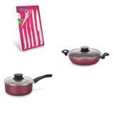 Conjunto Frigideira 26cm, Panela 3L e Jogo de Facas Tramontina 428384 Vermelho/Branco