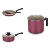 Conjunto Frigideira 28cm, Fervedor 1,8L e Panela 1,5L Tramontina 427362 Vermelho