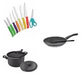 Conjunto Frigideira 28cm, Panela 3em1 e Jogo de Facas Tramontina 428058 Preto/Colorido