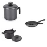 Conjunto Frigideira 30cm, Fervedor 1,8L e Panela 3em1 Tramontina 427783 Preto