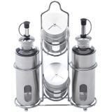 Conjunto Galheteiro de Aço Inox e Vidro 5 peças Pointer - Bon Gourmet