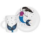 Conjunto Infantil Com Prato E Caneca - Sereia Oxford