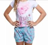 Conjunto infantil com shorts floral Disney Princesas Frozen branco - Nacional