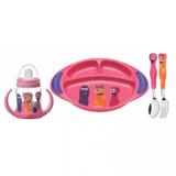 Conjunto Infantil Prato 4 Peças MonsterKids Tramontina Rosa