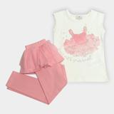 Conjunto Infantil Up Baby Estampa Bailarina Detalhe Babado Feminino