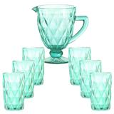Conjunto Jarra de Vidro 1125ml com 6 Copos Diamond Verde - I.c.