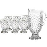 Conjunto Jarra Suqueira + 6 Taças Copos De Vidro Luxo - Imports