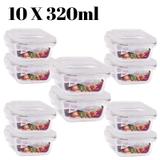 Conjunto Jogo 10 Potes 320ml Hermético Vidro Tampa 4 travas - Casa linda