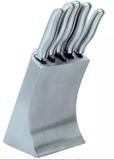 Conjunto Jogo Com 5 Facas Inox C/ Cepo Faqueiro Dinasty