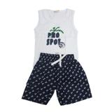 Conjunto Kids Alemara Menino Regata Machão e Shorts Pro Spot Branco