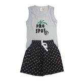 Conjunto Kids Alemara Menino Regata Machão e Shorts Pro Spot Cinza